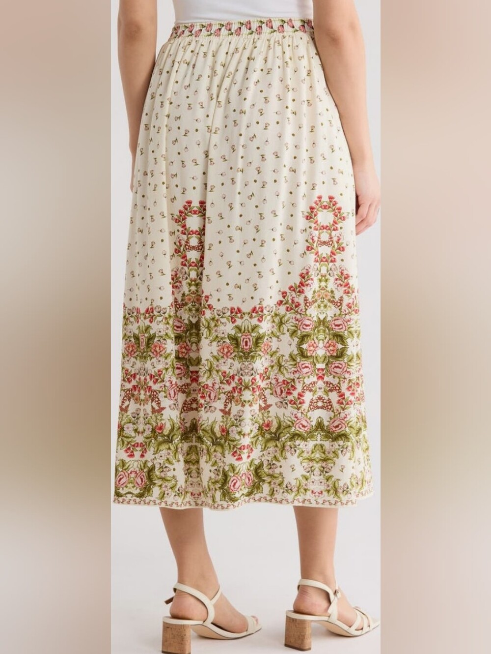 NWT - Max Studio Linen Blend Botanical Birch Leafy Floral Maxi Skirt - Size M - Picture 6 of 12